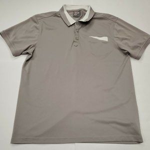 Gray Men's 100% Polyester Short Sleeve Polo Golf Shirt Large Excellent Condition
